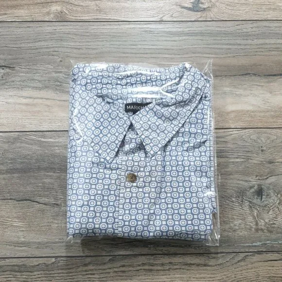 Markham 2XL Short Sleeve Mens Shirt Casual Soft Blue Office Vacation Beach Relax - Picture 8 of 8